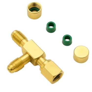 Imagem de QDJUNE Adaptador de Tee de Acoplador Rápido, Adaptador T de 1/4 Polegada C/W Núcleo de Válvula, Serve para Coletor de Bomba de Vácuo Profundo Calibre, Conector para Ligar um Medidor de Vácuo/Medidor