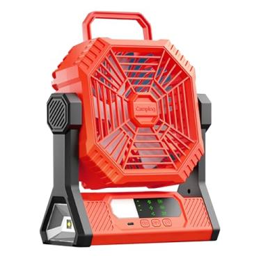 Imagem de Ventilador portátil recarregável de 23 cm, ventiladores de acampamento de 10000 mAh para barraca, ventilador alimentado por bateria sem fio com lanterna de LED, 4 velocidades, 4 temporizações