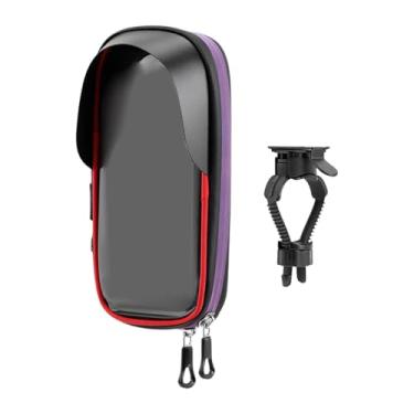 Imagem de ZGUZMCMK Suporte para celular para bicicleta, bolsa de guidão para ciclismo, antivibração, design com viseira solar, rotação de 360 ​​graus para celulares com, Vermelho
