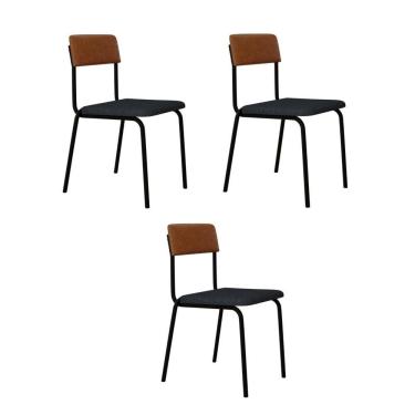 Imagem de Cadeira Fit Fixa C/4 Pes 475 X 505 X 810 Mm C/3 Un. Crt.cinza/courino Caramelo Crt Cinza/courino Caramelo