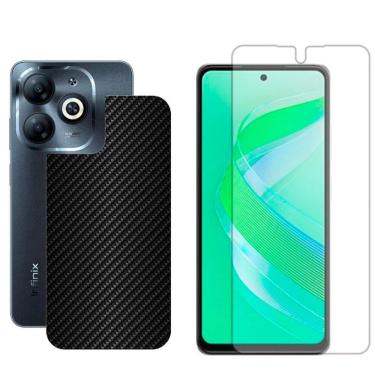 Imagem de Película Hidrogel + Adesivo Fibra De Carbono Para Infinix Smart 8 Pro - Preta