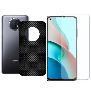 Imagem de Película Hidrogel + Adesivo Fibra De Carbono Para Xiaomi Redmi Note 9t - Preta