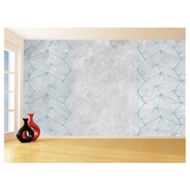 Imagem de Papel De Parede Concreto Linhas Azul Turquesa 3,5M Kkt297 - Você Decor