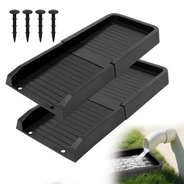 Imagem de Micnaron Pacote com 2 gutter Downspout Splash Block, extensões de calha para drenagem de água, preto