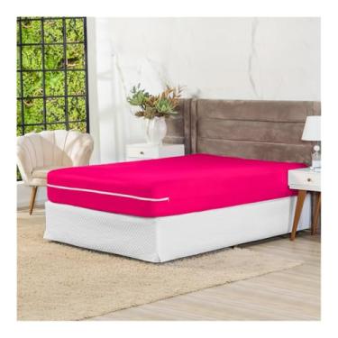 Imagem de Capa de Colchão Casal Padrão em Malha Gel Elasticada Com Zíper (Pink)