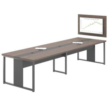 Imagem de Mesa Sala de Reunião Empresa Painel 6 Lugares Freijó Preto - CASA H