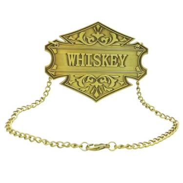 Imagem de Etiquetas de decantador de vinho para uísque - Etiquetas vintage em uma corrente para álcool - Etiqueta de garrafa de licor Etiqueta de licor para vodca, rum, uísque, conhaque de bourbon Tequila Gin