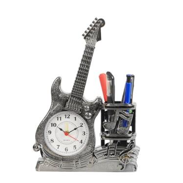 Imagem de Suporte de lápis, organizador de canetas de escritório para decoração de mesa, recipiente clássico, relógio de violino com suporte de caneta, instrumento musical, organizador de mesa criativo