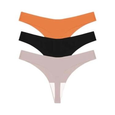 Imagem de Conjunto de 3 Calcinhas Lingerie Sexy Sem Costura - Cintura Baixa e Co