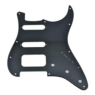 Imagem de KAISH 11 furos American Modern Strat Style HSS Pickguard 2 parafusos de canto redondo Humbucking montagem para Stratocaster/Strat Preto fosco