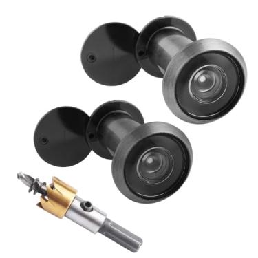 Imagem de Tahikem 2 peças de olho mágico de visor de porta, visores de porta com kit de broca de 16 mm, serve para porta frontal de 35 a 60 mm, olho mágico de ângulo amplo de 200 graus - Cinza titânio