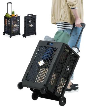 Imagem de Carrinho Compras Feira Cesta Dobrável C/ 4 Rodinhas 25Kg 60L