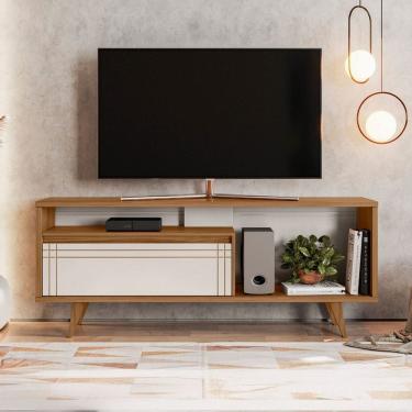 Imagem de Rack para TV Até 60 Polegadas 1 Porta Tasu Freijó Trend/Off White Tx - Pnr Móveis