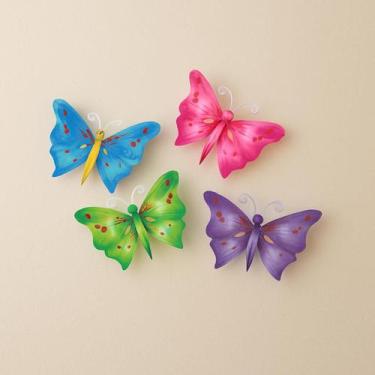 Imagem de Cartela Adesivos Com 4 Borboletas 3D de Parede Coloridas C1345A - Pra 