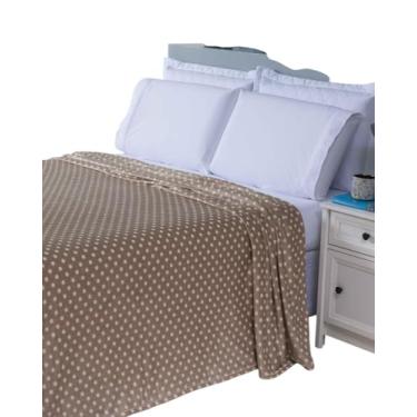 Imagem de Manta Soft Anti Alérgica Queen Andreza – Estampa Poá Elegante, Conforto Extremo e Toque Aveludado (Beje)