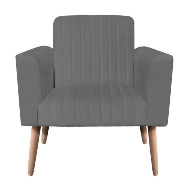 Imagem de Poltrona Viena Gomada Suede Pés Palito Natural D'rossi Cor Grafite