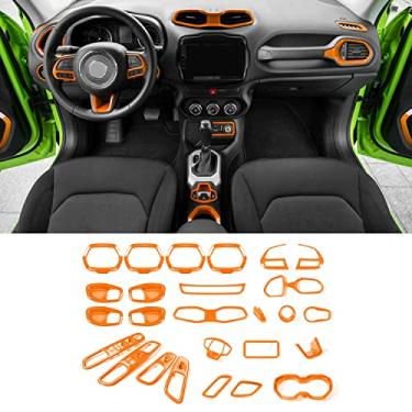 Imagem de CheroCar Conjunto completo de 31 peças kit de acabamento de decoração de interiores capa de volante capa de maçaneta de porta capa de saída de ar suporte de copo capa de caixa de som de porta de