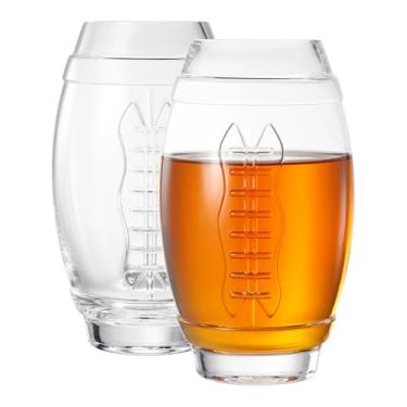 Imagem de 2 copos de cerveja de futebol, copo de 590 ml, caneca transparente para festas, copos de fãs de futebol divertido para beber jumbo - ótima para cervejas, hidromel, e cerveja, caneca de caneca para