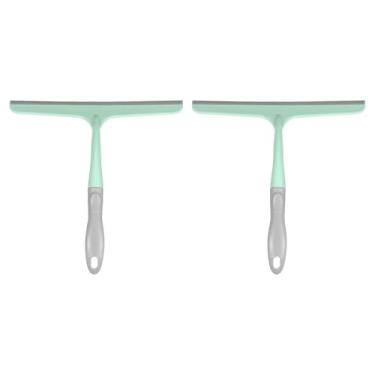 Imagem de HARFINGTON 2 peças de rodo de chuveiro 24 cm de comprimento, ferramenta de limpeza de lâmina de água, rodo de espelho doméstico com orifício para limpeza de janela de para-brisa, porta de vidro, verde