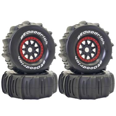 Imagem de Chanjorlin 1/7 1/8 RC Off Road Truck Wheels 17mm Hex and Tires OD 5.5" Short Course Snow Sand Tyres for 1:7 1:8 Scale Buggy Truck Car TRAXXAS UDR FS Atom ARRMA Mojave 6S EXB YK4072 DF7 TB7 4PCS (Red)
