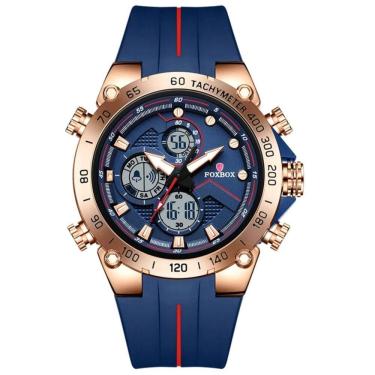 Imagem de Relógio Masculino Militar Esportivo Dual Display A Prova D´agua Azul Dourado