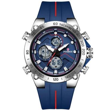 Imagem de Relógio Masculino Militar Esportivo Dual Display A Prova D´agua Azul Prata