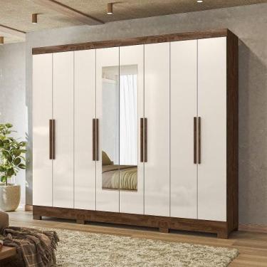 Imagem de Guarda-roupa Casal 8 Portas 4 Gavetas Com Espelhos e Pés Diplomata - M