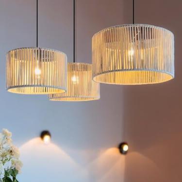 Imagem de Kit Corda Náutica Composição 3 Luminárias de Teto Redonda Cor Areia Pendente