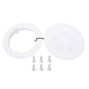 Imagem de Jiawu Placa de Deck de 4 Polegadas, Escotilha de Acesso Marítimo, Escotilha de Placa de Inspeção Redonda Com Tampa Destacável, Capa de Escotilha de Vedação para Iates Marinhos Caiaque (Branco)