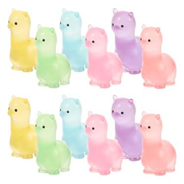 Imagem de TOYANDONA 12 peças mini alpaca de resina, pequenos animais de resina, estatuetas de alpaca em miniatura que brilham no escuro, luminosa, mini alpaca para decoração de casa de bonecas de jardim, micro