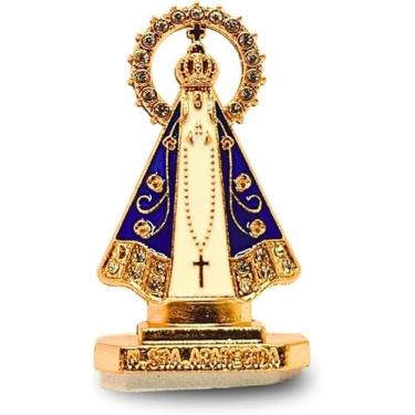 Imagem de Mini Nossa Senhora Aparecida Em Metal 5,5cm Para Painel De Carro