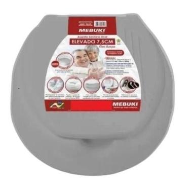 Imagem de Assento Elevado 7,5 Cm Com Tampa Cinza - Mebuki