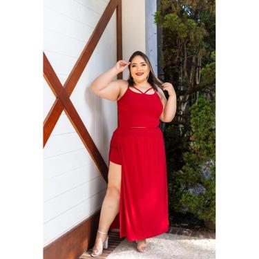 Imagem de Conjunto Plus Size Saia com Shorts e Top de Alcinha-Feminino