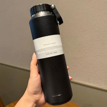 Imagem de Garrafa Isolada - Cantil de Viagem em Aço Inoxidável - 710 ml Garrafa Portátil a Vácuo para Ginásio Caminhada Ciclismo Acampamento Ar Livre Dia a Dia