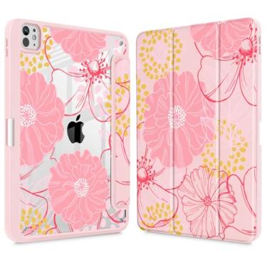 Imagem de May Chen Capa para iPad Pro de 11 polegadas 2024 5ª geração (M4), [Suporte de lápis embutido suporta Pencil 2/USB-C] Capa traseira transparente ultrafina com três dobras, suporte para despertar