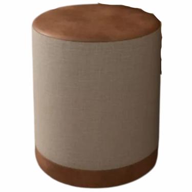 Imagem de Puff decorativo JM Acessórios Bélgica redondo em tecido linho bege