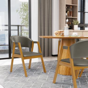 Imagem de Kit Com 4 Cadeiras Leticia Madeira Maciça Estofada Para Mesa De jantar