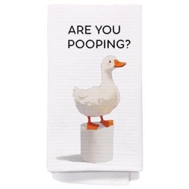 Imagem de Yomisex Toalhas de mão decorativas de ganso de pato para banheiro, presentes para amantes de pássaros, você está cocô toalha de banheiro engraçada, 40 x 61 cm