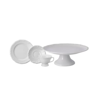 Imagem de Serviço de Bolo 19 Peças em Porcelana, Modelo Pomerode, com Relevo, Porcelana Schmidt