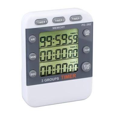 Imagem de SPYMINNPOO Timer de Contagem Regressiva Digital, 3 Canais Lembrete de Cronômetro Digital Magnético Com Grande Exibição para a Escola de Cozinha