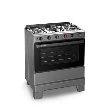 Imagem de Fogão a Gás Mesa Inox Super Chama Forno 84L Limpa Fácil e Acendimento Automático IDEAL Super F5IAT Cor Titanium 5 bocas Bivolt