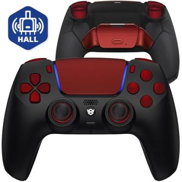 Imagem de HEXGAMING RIVAL Hall Effect Wireless Controller Compatible with ps5-2 Back Buttons, Mouse-Click Hair Triggers, Interchangeable Thumbsticks - Black Red