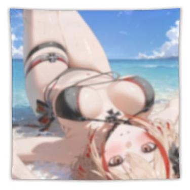Imagem de LIEGBMEU Tapeçaria de biquíni sexy anime menina 152.4 cm x 152.4 cm interior exterior parede colcha arte decoração de tapeçaria caprichosa, AF326