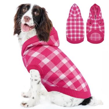 Imagem de Kuoser Suéter xadrez para cães, suéter de lã quente para cães médios e grandes, G suéter de tricô de inverno para cães, roupas para animais de estimação em clima frio para meninas, meninos, presente e