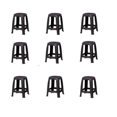 Imagem de 9 Banco Banqueta Plástica Reforçada 120Kg Preto - Rischioto