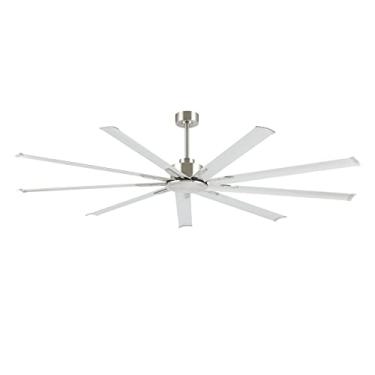Imagem de LEDLUX Ventilador de teto de 213 cm sem luz prata, motor CC reversível, controle remoto de 6 velocidades, 9 lâminas industriais de alumínio com hastes de 11,4 cm/30,5 cm/61 cm para casa ou comercial