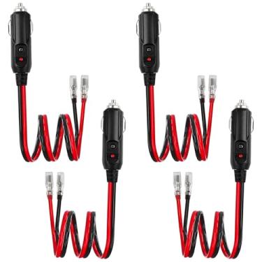 Imagem de Yourkar Plugue macho de isqueiro fundido de 4 peças, cabo de soquete de isqueiro de 12 V com condutores, adaptador resistente, conectores do kit de carregador de bateria CC para carros, acessórios