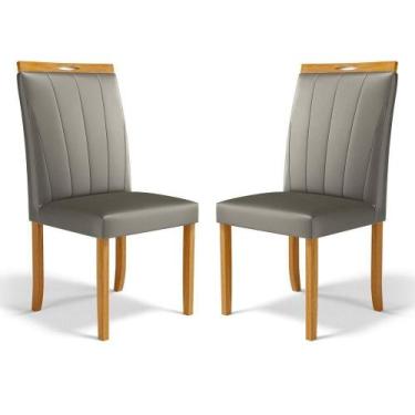 Imagem de Kit Com 2 Cadeiras Aurora Madeira Maciça Estofadas Para Mesa De Jantar