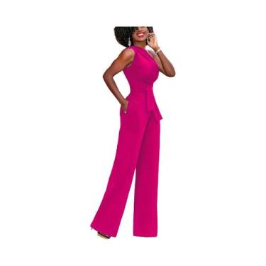 Imagem de Macacão Feminino Sexy - Um Ombro, Sem Mangas, Perna Larga, Bodycon (Br