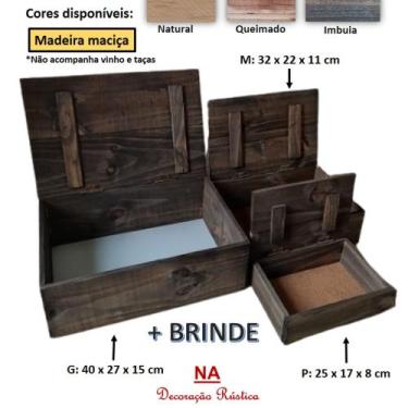 Imagem de 3 caixa organizadora com tampa madeira rustica - NA - Decoração Rústic